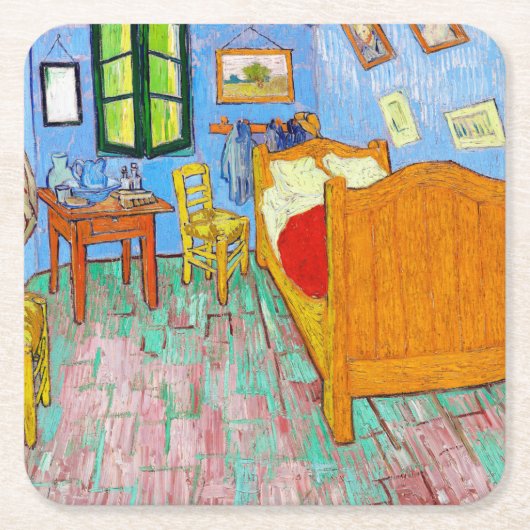 Das Schlafzimmer, Van Gogh Rechteckiger Pappuntersetzer (Vorderseite)