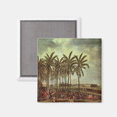 Das Schloss Batavia, aus Kali Besar gesehen Magnet (Vorderseite/Rückseite)