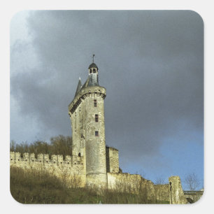 Das Schloss Chinon liegt auf einem Hügel Quadratischer Aufkleber