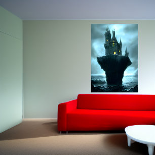 Das Schloss, der Felsen, das Meer AI Art Poster