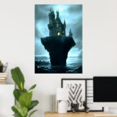 Das Schloss, der Felsen, das Meer | AI Art Poster (Heimbüro)