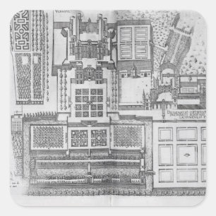 Das Schloss, die Gärten und ein Teil des Parks von Quadratischer Aufkleber