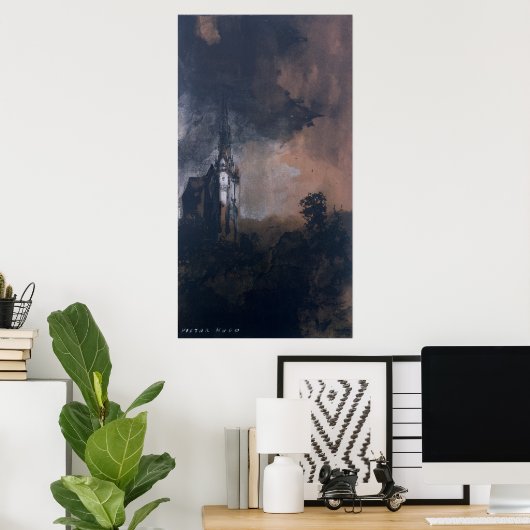 Das Schloss im Mondschein Poster (Heimbüro)