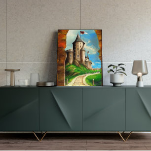 Das Schloss-Straßen-Malerei-Poster Poster