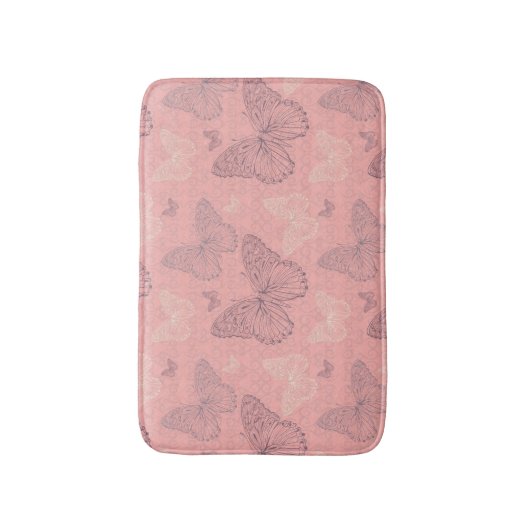 Das Schmetterlings-Rosa Badematte (Vorderseite Vertikal)