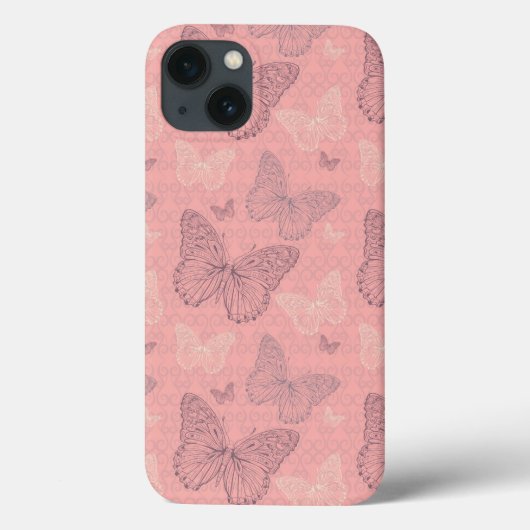 Das Schmetterlings-Rosa Case-Mate iPhone Hülle (Rückseite)