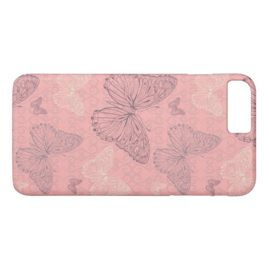 Das Schmetterlings-Rosa Case-Mate iPhone Hülle (Rückseite (Horizontal))