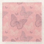 Das Schmetterlings-Rosa Glasuntersetzer (Vorderseite)