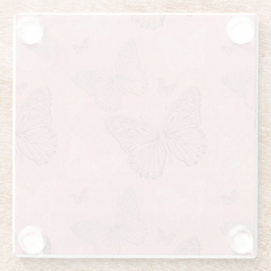 Das Schmetterlings-Rosa Glasuntersetzer (Rückseite)