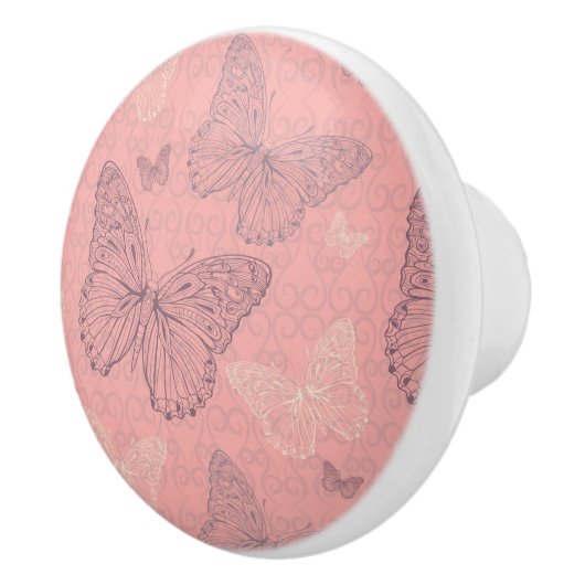Das Schmetterlings-Rosa Keramikknauf (Rechts)
