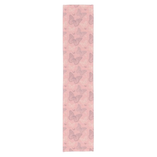 Das Schmetterlings-Rosa Kurzer Tischläufer (Vorderseite)