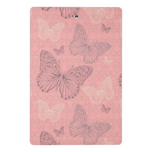 Das Schmetterlings-Rosa Mini Klemmbrett (Rückseite)