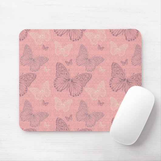 Das Schmetterlings-Rosa Mousepad (Mit Mouse)