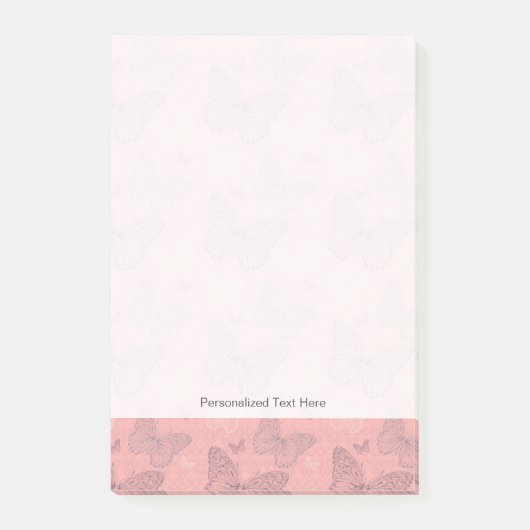 Das Schmetterlings-Rosa Post-it Klebezettel (Vorderseite)