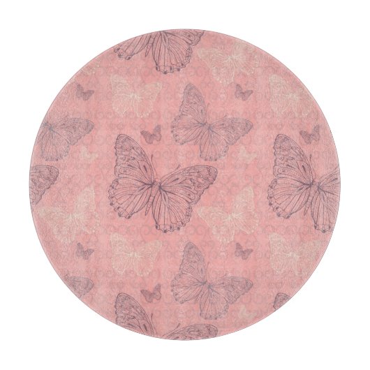Das Schmetterlings-Rosa Schneidebrett (Vorderseite)