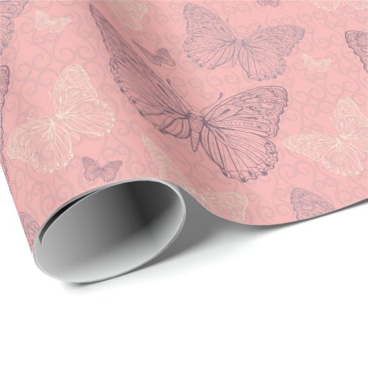 Das Schmetterlingsrosa Geschenkpapier (Rolleneckpunkt)