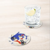 Das Schnee-Familien-und Hundeweihnachten Runder Pappuntersetzer (Vor Ort)