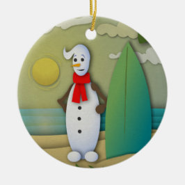 Das Schneemann-Ornament im Sommer Keramik Ornament