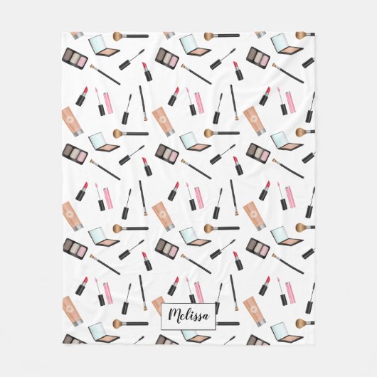 Das Schnittmuster mit Mascara, Lipstick etc. Name Fleecedecke (Vorderseite)