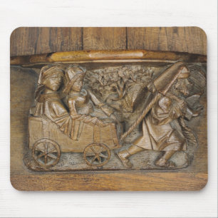 Das Schnitzen, ein Paar im Wagen darstellend, zog Mousepad
