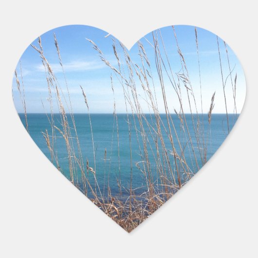 Das schöne Gras und das Meer Herz-Aufkleber (Vorderseite)