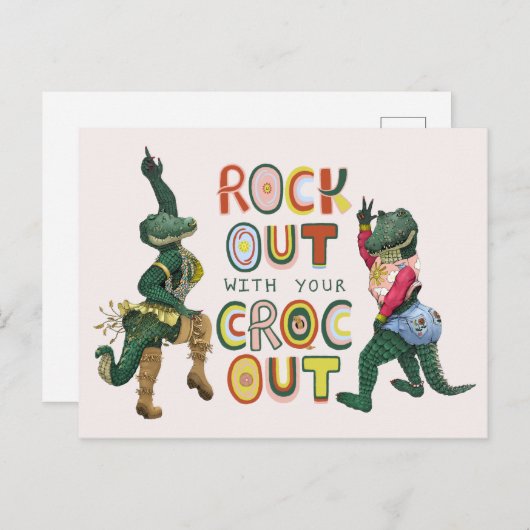 Das schöne Krokodil-Puck mit dem Croc Out Postkarte (Vorne/Hinten)