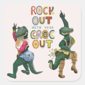 Das schöne Krokodil-Puck mit dem Croc Out Quadratischer Aufkleber (Vorderseite)