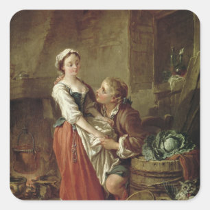 Das schöne Küchen-Mädchen Quadratischer Aufkleber