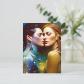 Das schöne lesbische Gemälde ist farbenfroh Postkarte (Stehend Vorderseite)
