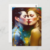 Das schöne lesbische Gemälde ist farbenfroh Postkarte (Vorne/Hinten)