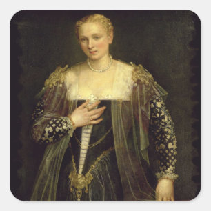 Das schöne Nani (Öl auf Leinwand) Quadratischer Aufkleber