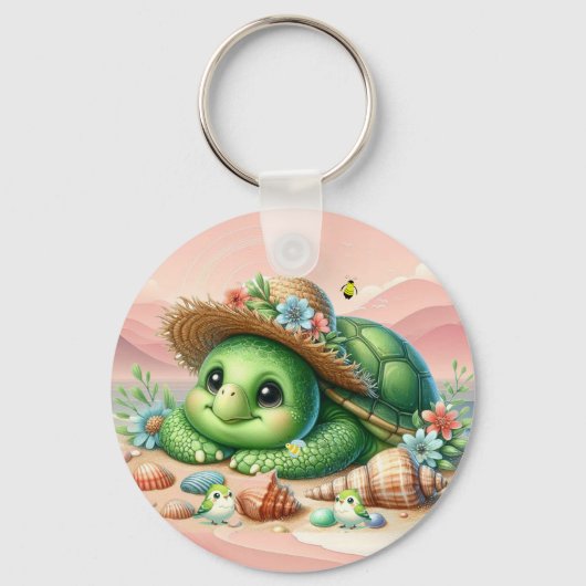 Das schöne Schildkrötenbecken am Strand Schlüsselanhänger (Vorderseite)