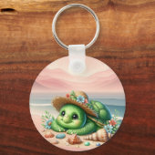 Das schöne Schildkrötenbecken am Strand Schlüsselanhänger (Rückseite)