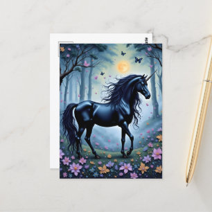 Das schöne schwarze Einhorn Postkarte