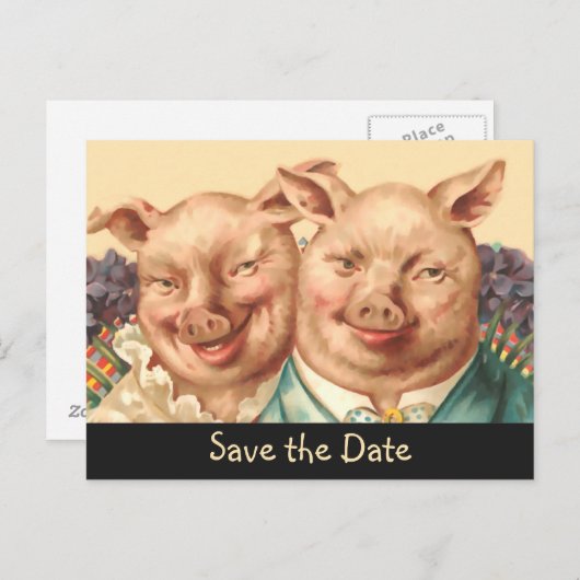 Das schöne Schweinepuppel Save the Date Ankündigungspostkarte (Vorne/Hinten)