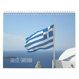 Das schöne See-Weiße Haus Griechenlands Santorin Kalender