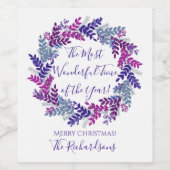 Das schönste Lila Weihnachtsfest im  Jahr Weinetikett (Einzelnes Label)