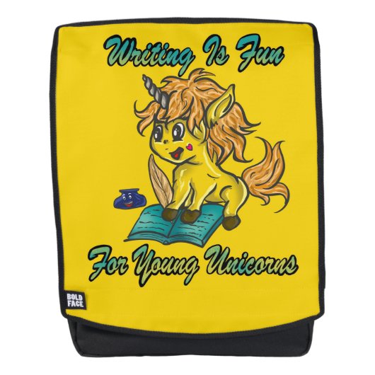 Das Schreiben ist Spaß für junge Einhörner Rucksack (Vorderseite)