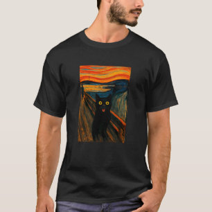 Das Schreien Lustige Katze Malerei Berühmter Künst T-Shirt