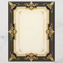 Das Schwarz-Gold-Art-Déco-Raffinesse Briefbogen