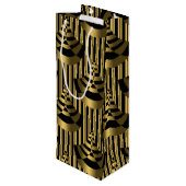 Das Schwarz-Gold-Deco Geschenktüte Für Weinflaschen (Rückseite Schrägansicht)