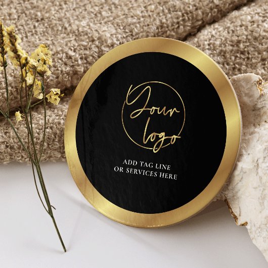 Das Schwarz-Gold-Logo - Modern markierte Corporate Runder Pappuntersetzer