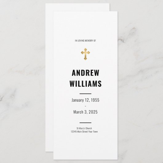 Das Schwarz-weiße Beerdigungsprogramm für das Gedä Einladung (Vorne/Hinten)