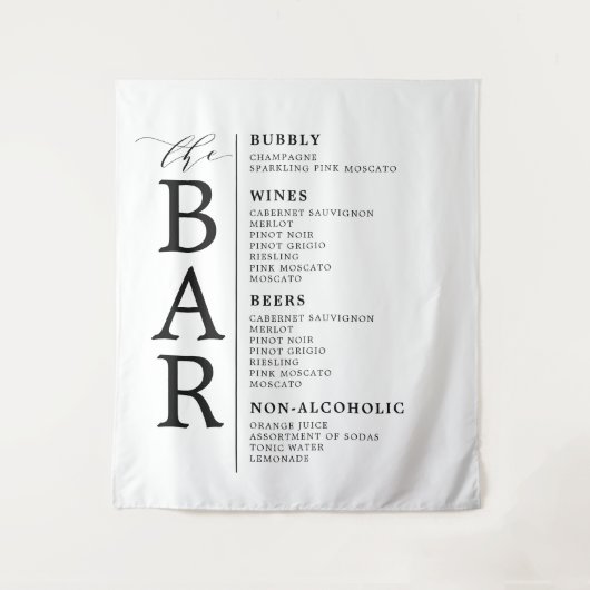 Das Schwarz-weiße Klassische Bar für Hochzeiten Wandteppich (Vorderseite)