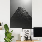 Das schwarz-weiße Poster eines Mannes fällt (Heimbüro)