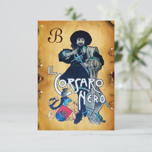 DAS SCHWARZE KORSAIR MONOGRAMM-Pergament Ankündigung (Stehend Vorderseite)