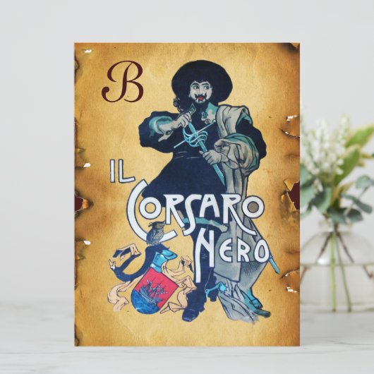 DAS SCHWARZE KORSAIR MONOGRAMM-Pergament Ankündigung (Stehend Vorderseite)