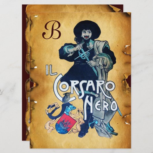 DAS SCHWARZE KORSAIR MONOGRAMM-Pergament Ankündigung (Vorne/Hinten)