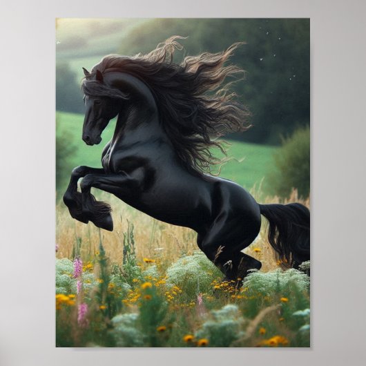 Das Schwarze Pferd Wandposter Poster (Vorne)