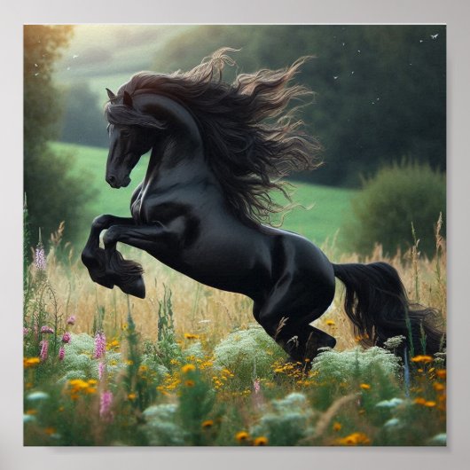 Das Schwarze Pferd Wandposter Poster (Vorne)
